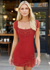 Elegant Confidence Tassel Short Hoco Dresses Red for Unforgettable Nights - Red - PromDressClub